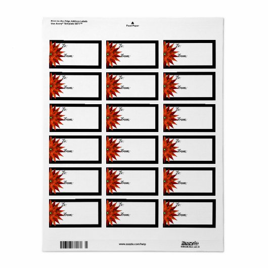 Art Deco Poinsettia to-from Etiket (Full Sheet)