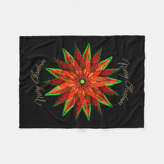 Art Deco Poinsettia WOW Fleece Deken (Voorkant (Horizontaal))