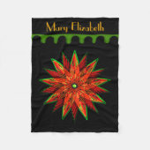 Art Deco Poinsettia WOW (gepersonaliseerd) Fleece Deken (Voorkant)
