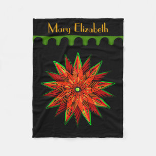 Art Deco Poinsettia WOW (gepersonaliseerd) Fleece Deken