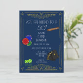 Art Deco Poker & Sigarenfeest Kaart (Staand voorkant)