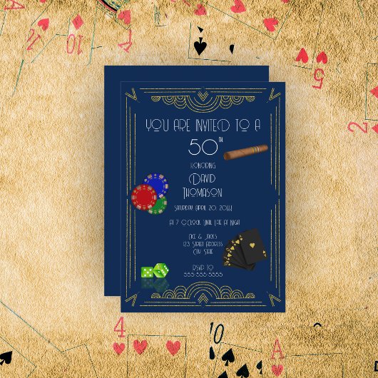 Art Deco Poker & Sigarenfeest Kaart