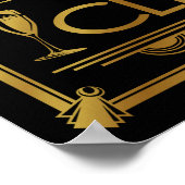 Art Deco POP FIZZ CLINK GOLD kleurverandering B/G Poster (Hoek)
