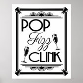 Art Deco POP FIZZ CLINK kleurverandering B/G Poster (Voorkant)