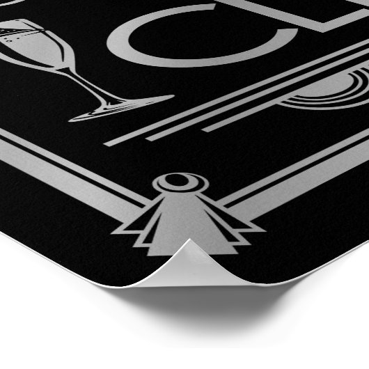 Art Deco POP FIZZ CLINK SILVER kleurverandering B/ Poster (Hoek)