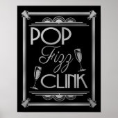 Art Deco POP FIZZ CLINK SILVER kleurverandering B/ Poster (Voorkant)