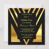 ART DECO Popular 60th Birthday Party Gold Black Kaart (Voorkant)