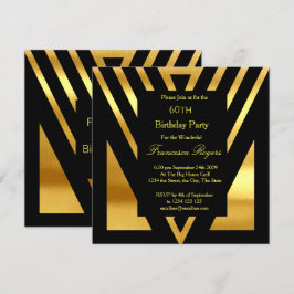 ART DECO Popular 60th Birthday Party Gold Black Kaart