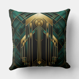 Art Deco Portal - Emeraude en Dorure Kussen