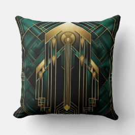 Art Deco Portal - Emeraude en Dorure Kussen