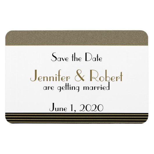 Art Deco Posh Bruiloft Bewaar de datum Magneet (Horizontaal)