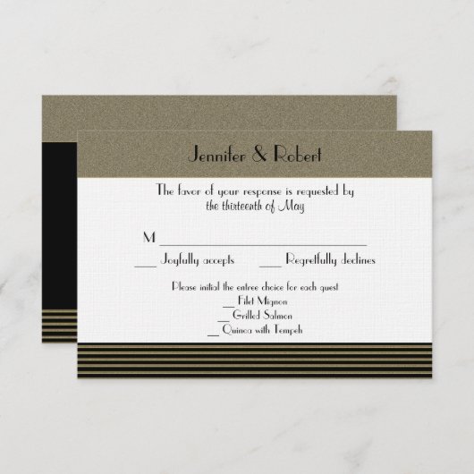 Art Deco Posh Huwelijksreactie Kaart (Voorkant / Achterkant)