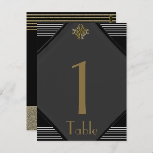 Art Deco Posh Trouwtafel nummer Briefkaart (Voorkant / Achterkant)