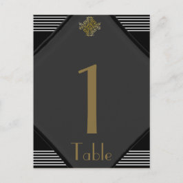 Art Deco Posh Trouwtafel nummer Briefkaart