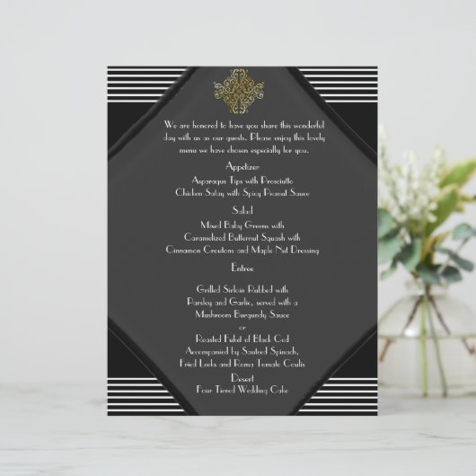 Art Deco Posh Wedding Menu (Staand voorkant)