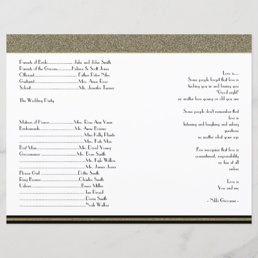 Art Deco Posh Wedding Programme (Achterkant)