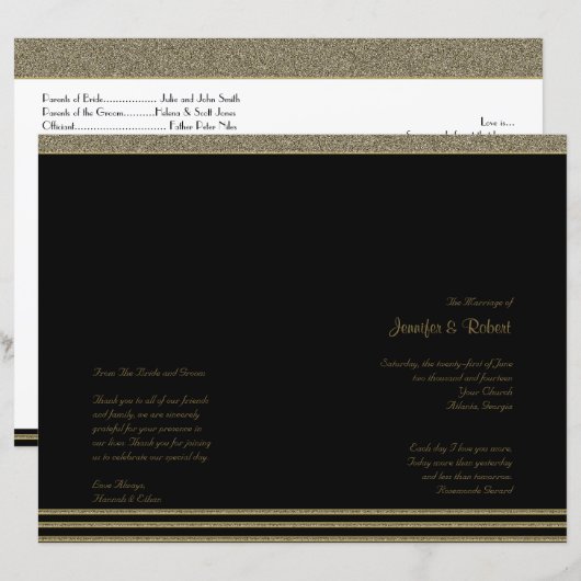 Art Deco Posh Wedding Programme (Voorkant / Achterkant)