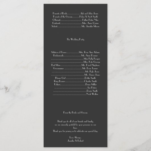 Art Deco Posh Wedding Programme Programmakaart (Achterkant)