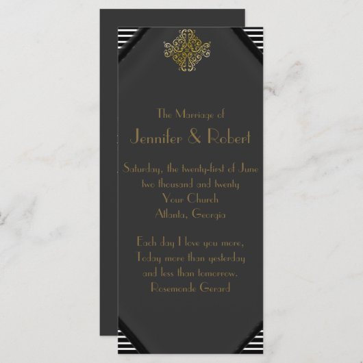 Art Deco Posh Wedding Programme Programmakaart (Voorkant / Achterkant)