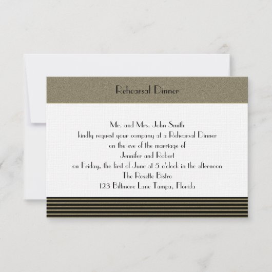 Art Deco Posh Wedding Rehearsal Kaart (Voorkant)