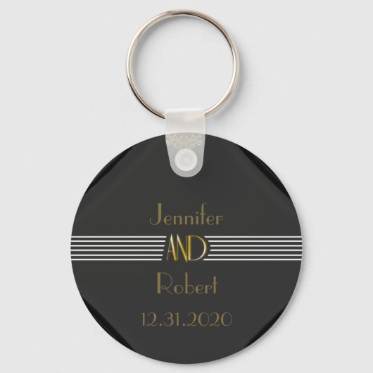 Art Deco Posh Wedding Sleutelhanger (Voorkant)