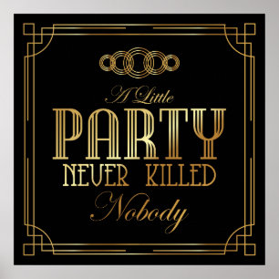 Art Deco Poster "Een klein feest heeft nooit niema