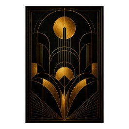 Art Deco-poster 'Golden Eclipse' Perfect Poster