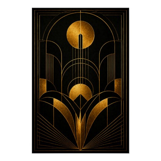 Art Deco-poster 'Golden Eclipse' Perfect Poster (Voorkant)