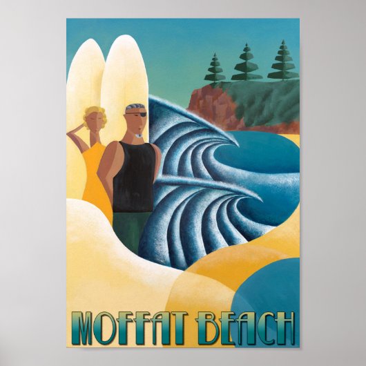 Art Deco Poster Moffat Beach (Voorkant)