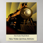 Art Deco Poster Train New York Central Station (Voorkant)
