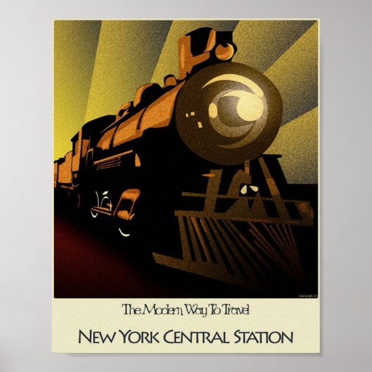 Art Deco Poster Train New York Central Station (Voorkant)