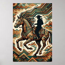 Art Deco-poster van paard en ruiter - Geometrische Poster