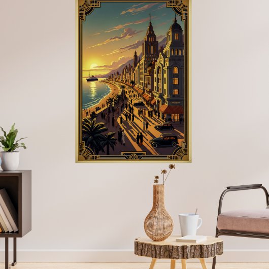 Art Deco Poster van Seaside Cityscape (Woonkamer 3)