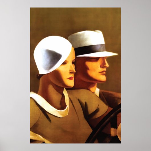 Art Deco - Prachtige paardenbesturing Poster (Voorkant)