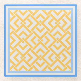 Art deco print in levendige kleuren geel glazen onderzetter