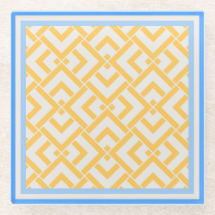 Art deco print in levendige kleuren geel glazen onderzetter