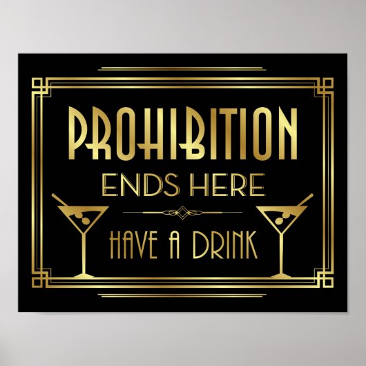 Art Deco ProHIBIBITION EINDT HIER Sign Print (Voorkant)