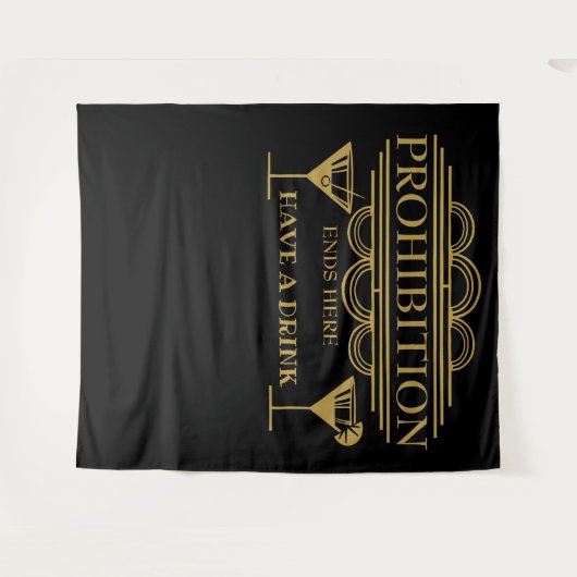 Art deco PROHIBITIE huwelijksfoto booth achtergron Wandkleed (Voorkant (horizontaal))