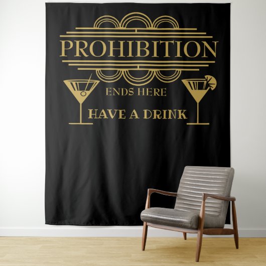 Art deco PROHIBITIE huwelijksfoto booth achtergron Wandkleed (In situ)