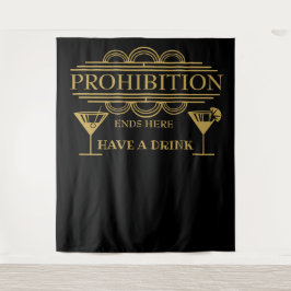 Art deco PROHIBITIE huwelijksfotocabine achtergron Wandkleed