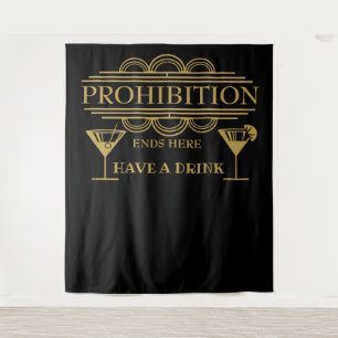 Art deco PROHIBITIE huwelijksfotocabine achtergron Wandkleed