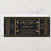art deco prom ticket, junior prom, senior prom, zw kaart (Voorkant)