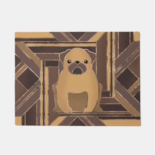 Art Deco Pug dog - Pastel Gold Deurmat (Voorkant)