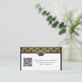 Art Deco QR Code Information Black Gold Weddenscha Visitekaartje (Staand voorkant)