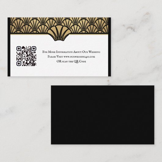 Art Deco QR Code Information Black Gold Weddenscha Visitekaartje (Voorkant / Achterkant)