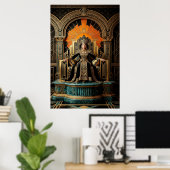 Art Deco Queen Throne Gilded Palace Gold Poster (Thuiskantoor)