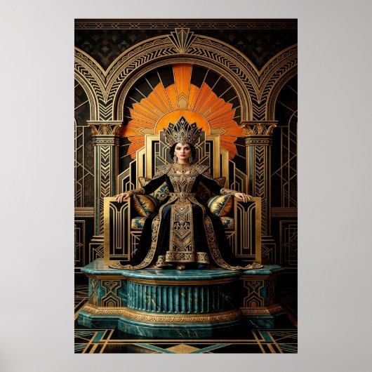 Art Deco Queen Throne Gilded Palace Gold Poster (Voorkant)