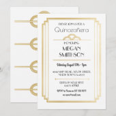 Art Deco Quinceanera Birthday Party 1920 Uitnodige Kaart (Voorkant / Achterkant)