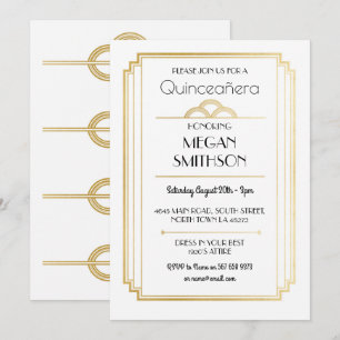 Art Deco Quinceanera Birthday Party 1920 Uitnodige Kaart