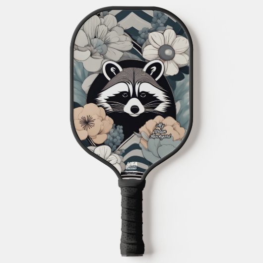 Art Deco Raccoon gepersonaliseerde pickleball padd Pickleball Paddle (Voorkant)